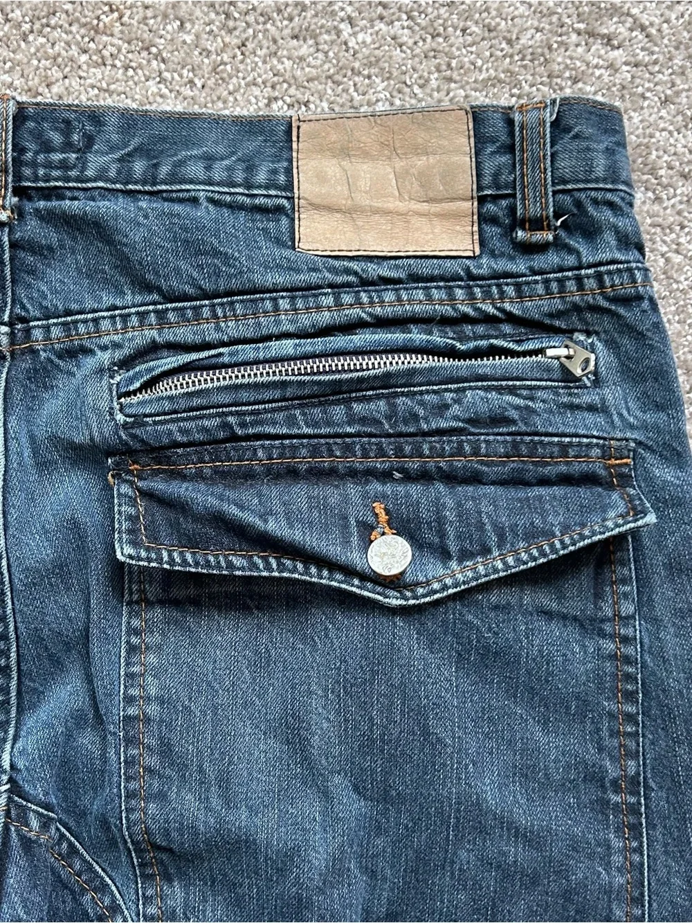 Red Ape Authentic Cargo Carpenter Jeans | Men's 40x32 | Dark Wash Y2K Baggy